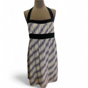 VINTAGE Y2K BETSEY JOHNSON PRINTED 100% SILK BABYDOLL HALTER MINI DRESS SIZE 8